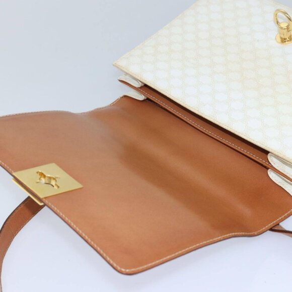 CELINE Macadam Canvas Shoulder Bag PVC White - Picture 9 of 15